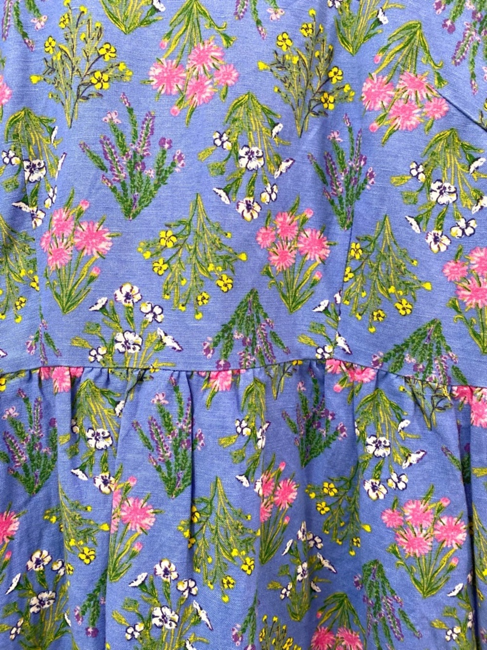 LOFT Dress Women’s 4 Petite Blue Floral Linen Summer Wedding Guest Cottagecore - Picture 4 of 11
